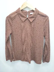 ◇ Θ NEWYORKER ニューヨーカー 水玉 ドット 長袖 シャツ ブラウス サイズL ブラウン ホワイト レディース メンズ E  【1506180012301】