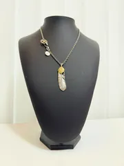 ゴローズ　メタル付き特大フェザー＋イーグルフックネックレス ゴローズ 爪付き特大フェザー＋太角チェーン イーグルフックホイール