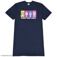 寺田てら Tシャツ イラスト スーパービックT 半袖 オーバーサイズ クリエイター イラストレーター ネイビー 春夏