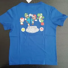 綿100％　スーパーマリオ 　半袖Tシャツ　バックプリント　SR8823・SR8826　ブルー　120cm/130cm/140cm