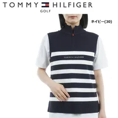 トミーヒルフィガー ゴルフ レディース ベスト フロントロゴ ハイネック ノースリーブニット TOMMY HILFIGER GOLF THLA561 2025年秋冬モデル ネイビー(30)