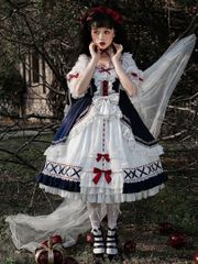 2025年新作 ロリータファッション♪白雪姫風ひざ丈ワンピース☆普段のお出かけや女子会にも！
