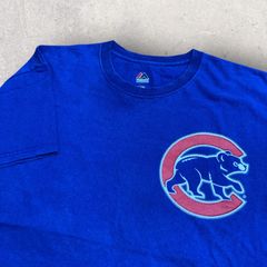 US古着 Majestic MLB 野球 ベースボール Cubs シカゴ カブス RIZZO アンソニー リゾ 44 Tシャツ L ブルー