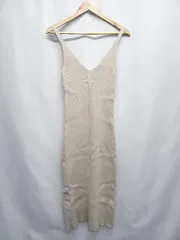 ◇ Θ ZARA ザラ ニット 膝下丈 キャミソール ワンピース サイズS ベージュ レディース E  【1506180014077】