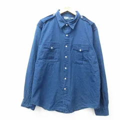 XL/古着 ラルフローレン 長袖 ブランド シャツ メンズ 90s 大きいサイズ コットン 紺 ネイビー spe 25mar12 中古 トップス