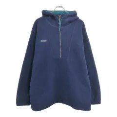 90年代 USA製 Columbia コロンビア ハーフジップ フリースパーカージャケット アウトドア ネイビー(メンズ L)中古 古着 V4654