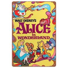 【845】新品 レトロ ブリキ看板 ★ Alice's Adventures in Wonderland ★ 不思議の国のアリス Disney ディズニー アメリカン雑貨 ガレージ フェンス ヴィンテージ