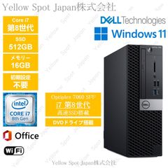 【中古PC】DELL OPTIPLEX 7060 SFF デスクトップパソコン Core i7 8700 第8世代 16GB SSD512G 動作確認済 Win11 Pro  搭載 【整備済み品】