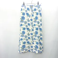 ◇ Θ MOUSSY マウジー 花柄 膝丈 フレアー スカート サイズM ブルー　ベージュ レディース E  【1409240003946】