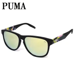 PUMA プーマ PU0229SA 005 57 サングラス アジアンフィット メガネ 眼鏡 UVカット 紫外線カット メンズ レディース イエロー ミラー ブラックのサムネイル