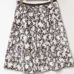 UNTITLED アンタイトル 花柄フレアスカート S ホワイト/ブラウン