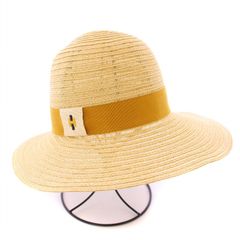 HERMES エルメス ストローハット ベージュx紺x緑 4103525M0037 HERMES - HERMES エルメス ストローハット 58 ベージュ 【古着