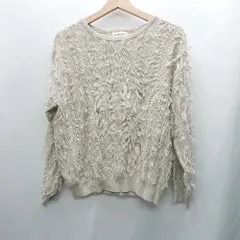 ◇ ⊇ LEPSIM レプシィム フリンジ加工 長袖 ニット セーター サイズＦ ベージュ系 レディース E  【1502060025713】