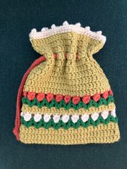 チューリップ　巾着　大きめ　ハンドメイド　編み物
