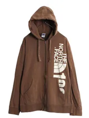 【お得なクーポン配布中!】 ノースフェイス フルジップ スウェット フード パーカー メンズ XL / 古着 The North Face アウトドア トレーナー 裏起毛 大きいサイズ 茶