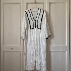 18 ZARA ザラ BASIC ベーシック 長袖 ロング ワンピース ストライプ　お呼ばれ　デート　オフィスカジュアル　食事会　スリット