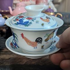 鶏缸杯風 三才蓋碗 150ml 白磁製 蓋付き茶碗 中華風 レトロ茶器