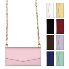 iPhone14ProMax ケース 手帳型 アイフォン14 プロマックス スマホケース レター 肩掛け チェーン付き 無地 大人女子 可愛い おしゃれ パステル シンプル ストラップ ミラー付 カラー02