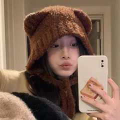 くま耳ニット帽 小顔 レディース 韓国風 リブ編み帽子 耳付き 韓国風 おしゃれ 秋冬 折りたたみ シルエット カジュアル おしゃれ 可愛い 人気 お出掛け 防寒対策 帽子 ニットキャップ あったかぼうし ニット帽
