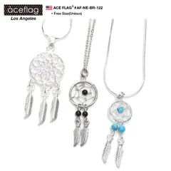 ACE FLAG ネックレス メンズ レディース シルバー 42cm エースフラッグ チェーン ドリームキャッチャー インディアン ネイティブ 御守り おしゃれ ラッパー b系 ヒップホップ ストリート系 ファッション メール便 AF-NE-BR-122