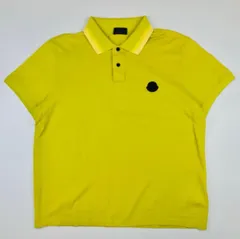 美品★MONCLER・モンクレール MAGLIA POLO MANICA CORTA メンズ ワッペン付 グラデーション襟染め コットン ポロシャツ2020年製 (L) ブランド メンズ トップス ライムグリーン