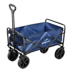 人気商品折り畳み キャリーカート 大容量100L 耐荷重100kg アウトドアワゴン キャンプカート ワイドタイヤ キャリーワゴン 頑張 軽量 ワンタッチ収束式 コンパクト アウトドア Supulin キャンプ 釣り 運動会 花見 ブルー