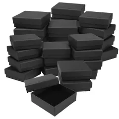 【在庫処分】ギフトボックス アクセサリー ラッピングボックス ミニサイズ プチギフト 【製品書付き】 パッケージ ピアス ネックレス 無地 彩耀堂 シンプル 大容量 (ブラック36個 9×9×3㎝)