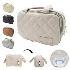 新品 Colulu (コルル) おむつポーチ 大容量 PUレザー おしりふき バッグ ベビー用品 おむつケース おむつバッグ 大きめ おむつ入れ おしりふきポーチ Colulu おしりふき一体型 キルティングデザイン 出産祝い ギフト 外出用 (グレー)