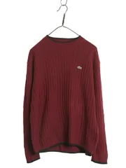 【お得なクーポン配布中!】 ラコステ ニット セーター メンズ S / 古着 ウール アクリル 長袖ニット クルーネック 針抜き リブ編み ワンポイント カットソー きれいめ