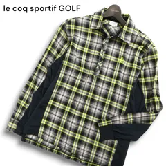 le coq sportif GOLF ルコック スポルティフ ゴルフ 通年★ 切替 長袖 チェック柄 ポロシャツ Sz.M メンズ