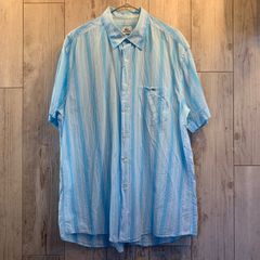 LACOSTE 90s BASI S.A. ヴィンテージ 半袖シャツ ストライプ 水色【メンズXL】