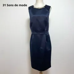 トランテアンソンドゥモード ネイビー ドレス ビジュー 38 おしゃれ