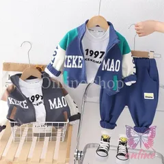 春の子供服男の子女の子 スポーツスーツ 上着下着ズボン3点セット スーツ キッズ フォーマル セットアップ ベビー タキシード 初節句 出産祝い 七五三