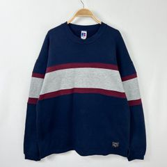 【フォロワー様クーポン配布中！】USA製 アメリカ製 Russell athletic ラッセルアスレチック 切り替え ボーダー 無地 スウェット トレーナー プルオーバー 輸入古着 海外古着 US古着 メンズ ノームコア XLサイズ 【S88】