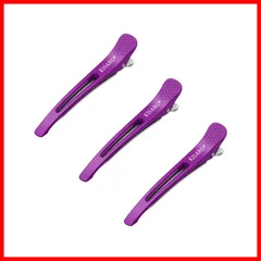 跡がつかない ブロッキング ヘア クリップ 髪留め ピン 前髪 プロ用 大きめ 美容師 ３本セット メンズ ヘアクリップ 11.5cm ヘアピン ダッカール 紫 KISARG