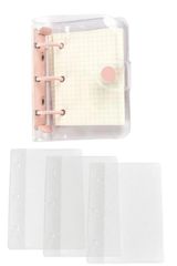新品 スケジュール帳 メモ帳 PVCクリア素材 オフィス用品 ポケットサイズ ハンドブック ミニ ポケットサイズ 防水 メモ帳 可愛い ミニシステム手帳 3穴バインダー 格子ノート80枚付 システム手帳 (ピンク) YINKE