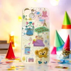 iPhone15 /15 Pro /15 Plus  携帯ケース　スマートフォンケース　スマホケース　ディズニー　ダッフィー&フレンズ　ダッフィー　シェリーメイ　ステラルー　ジェラトーニ　ラメ　キラキラ　白　かわいい♡