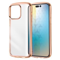 【特価セール】iPhone15 ProMax ケース 耐衝撃 クリア ソフトケース 衝撃吸収 デジタルアルキミスト カメラ保護設計 メッキ加工 メタリック フーレム アイフォン 15 プロマックス カバー/ピンクゴールド