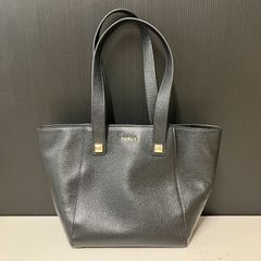 美品】フルラ トートバッグ A4可 レザー 本革 ブラック ゴールド金具