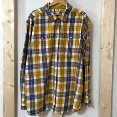 THE NORTH FACE ザノースフェイス コットン長袖シャツ チェック柄 茶タグ INDIA製 メンズ イエロー ホワイト パープル