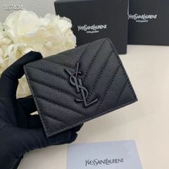 YSL サンローラン　ミニ財布　三つ折り財布　ブラック^