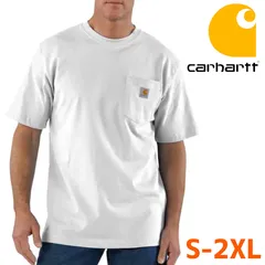 新品 (S-2XL) カーハート #K87 ポケット付き 半袖Tシャツ (ホワイト)【送料無料】Carhartt ヘビーウエイト USAライン