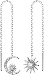 【在庫セール】プレゼント クリスマス 記念日 誕生日 ジュエリー ファッション 両耳用 れる ギフト ピアス ピアス アメリカン 金属アレルギー対応 ロングピアス シルバー925 18金仕上げ ボックス付き チェーンピアス 星 月 左右非対称 オシャレな レ