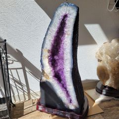 水晶クラスター木製ゴールド台座付き ゴールドファーデン水晶クラスター 木製台座付 天然石 パワーストーン