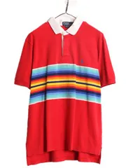 【お得なクーポン配布中!】 00s ポロ ラルフローレン 鹿の子 半袖 ポロシャツ メンズ L 古着 00年代 オールド ラガーシャツ タイプ ボーダー 半袖シャツ ワンポイント