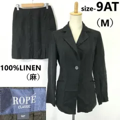 日本製★ロペ/ROPE★麻100%/セットアップ/春夏ミニスカートスーツ【レディース上9AT・下63-90/黒/ブラック】背抜き/Jackets/skirt/Made in Japan◆cBH796<sale>