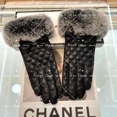 新品CHANELシャネルファー付き手袋黒ロゴノベルティ