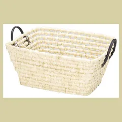 『メイズ』四角タイプバスケット（両手持ち）「44×33×21cm　※定番,シンプル,ナチュラル,とうもろこしの皮,安価,廉価,安い,リーズナブル,軽量,かご,収納,バスケット,天然素材,ソフト,カジュアル,人気,まとめ買い,セット割引,売れ筋