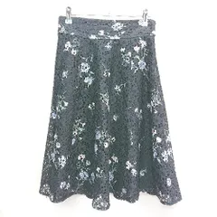 ◇ MISCH MASCH ミッシュマッシュ 花柄 ひざ丈 フレア スカート サイズM ネイビー レディース E  【1406050070953】