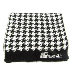 東京ディズニーランド マフラー ミッキー 千鳥柄 グッズ レディース ブラック/ホワイト Disneyland 【中古】